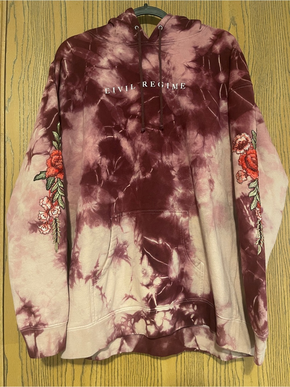 Civil Regime Tie-Dye Hoodie - Maroon & Cream